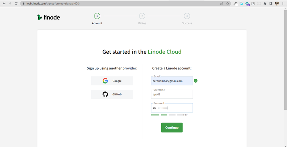 Linode Cloud Signup