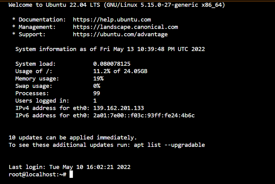 Terminal SSH connecté