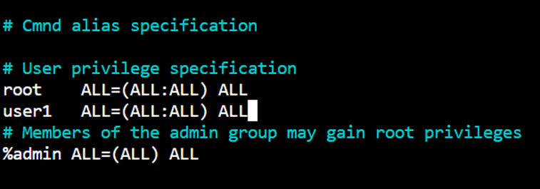 Configuration sudoers
