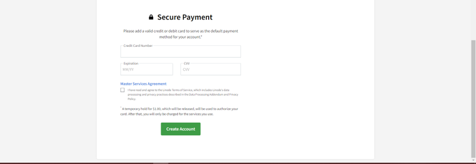 Linode paiement carte bancaire