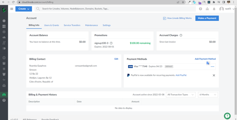 Linode billing promotion et information