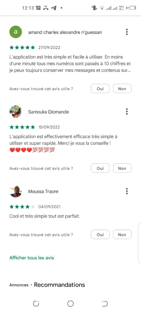 Avis Google Play
