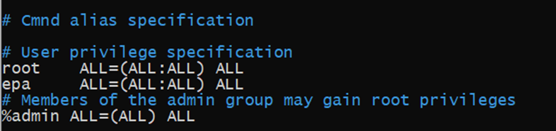 Configuration sudoers