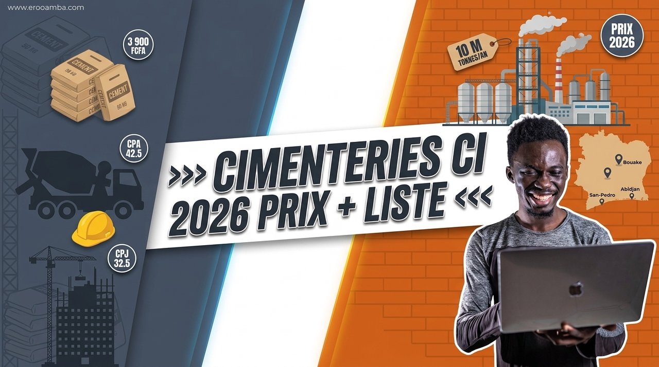 Cimenteries en Côte d'Ivoire 2026 : Liste Complète des Producteurs + Prix du Ciment Officiels (CPA 42.5, CPJ 32.5, Bélier, CIMAF, Dangote)